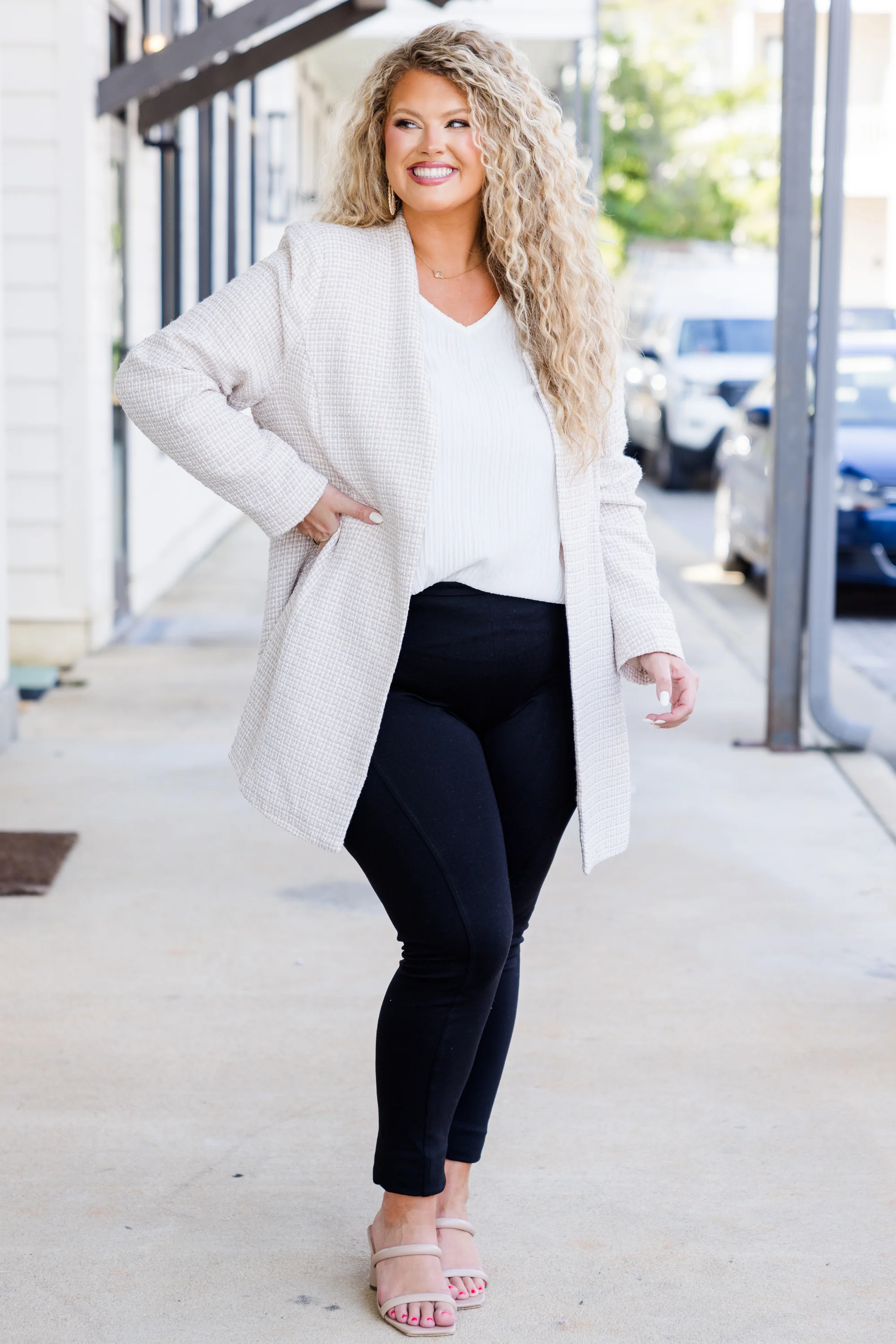 Get Down To Business Jacket, Beige - Giverhouse